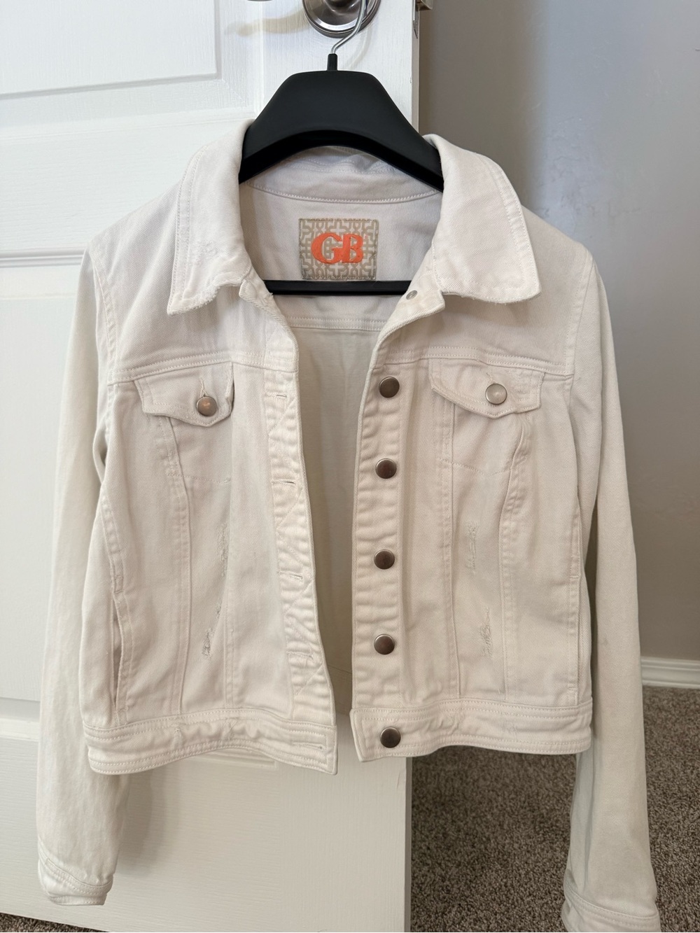 Gianni Bini Cream Off-White Denim Jacket